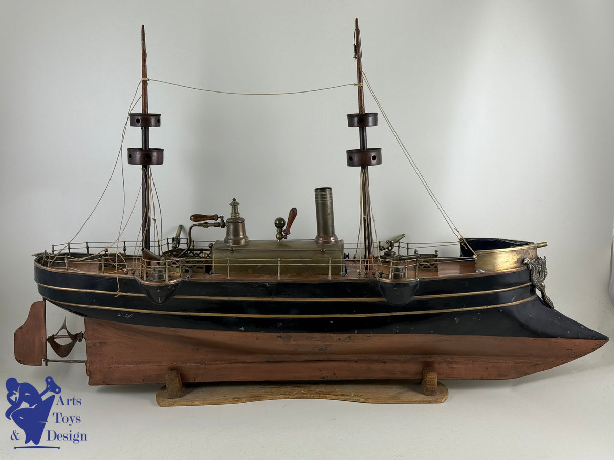 Antique toys MAURAISIN RADIGUET VERY RARE STEAMBOAT LARGE CUIRASSE C1880