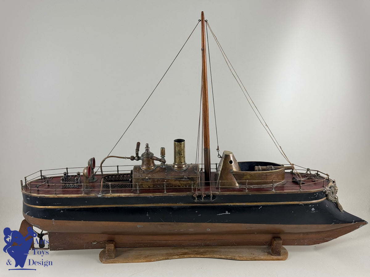 Antique toys MAURAISIN RADIGUET VERY RARE STEAMBOAT ARMORED GUNBOAT C1880