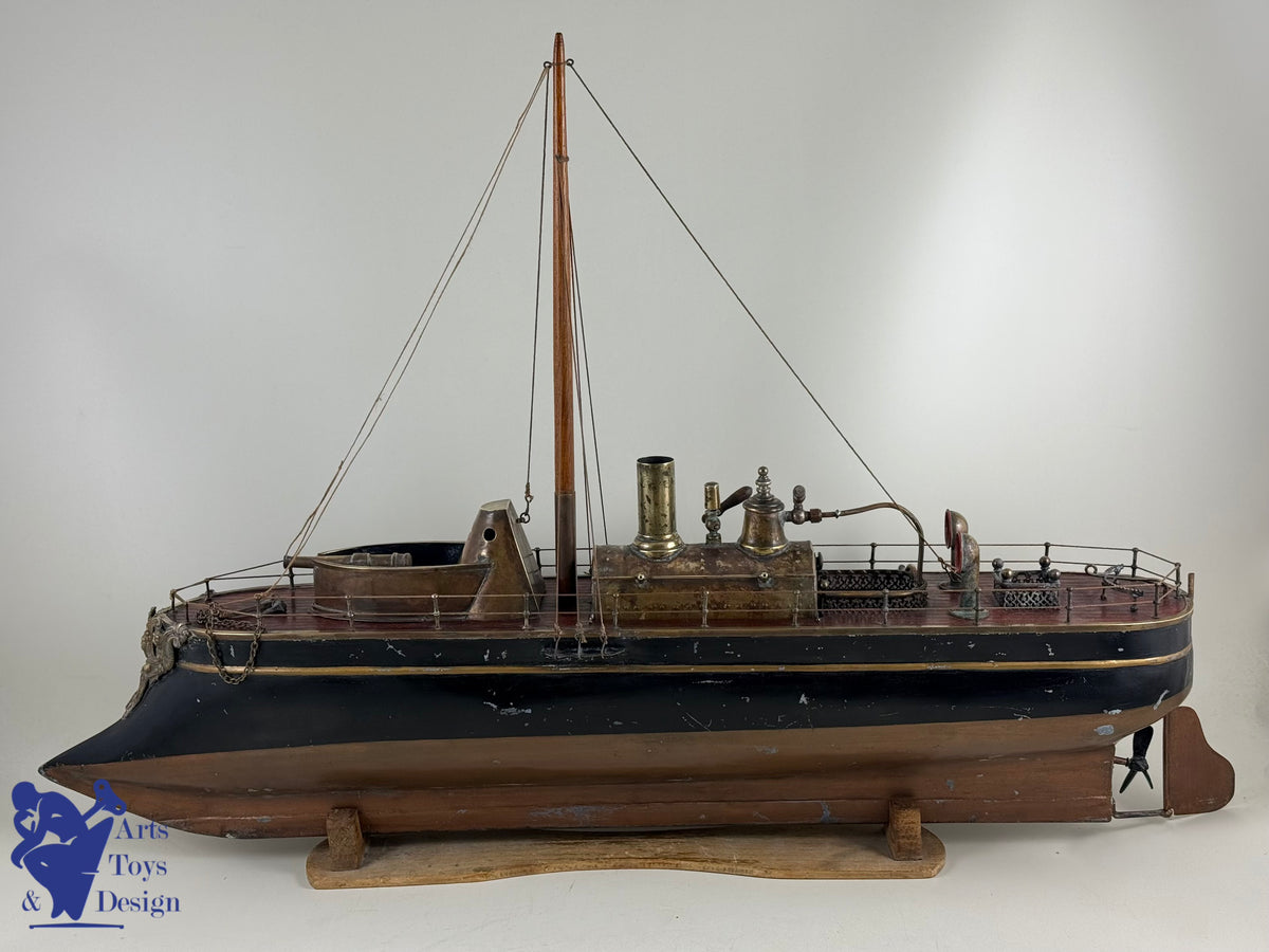 Antique toys MAURAISIN RADIGUET VERY RARE STEAMBOAT ARMORED GUNBOAT C1880