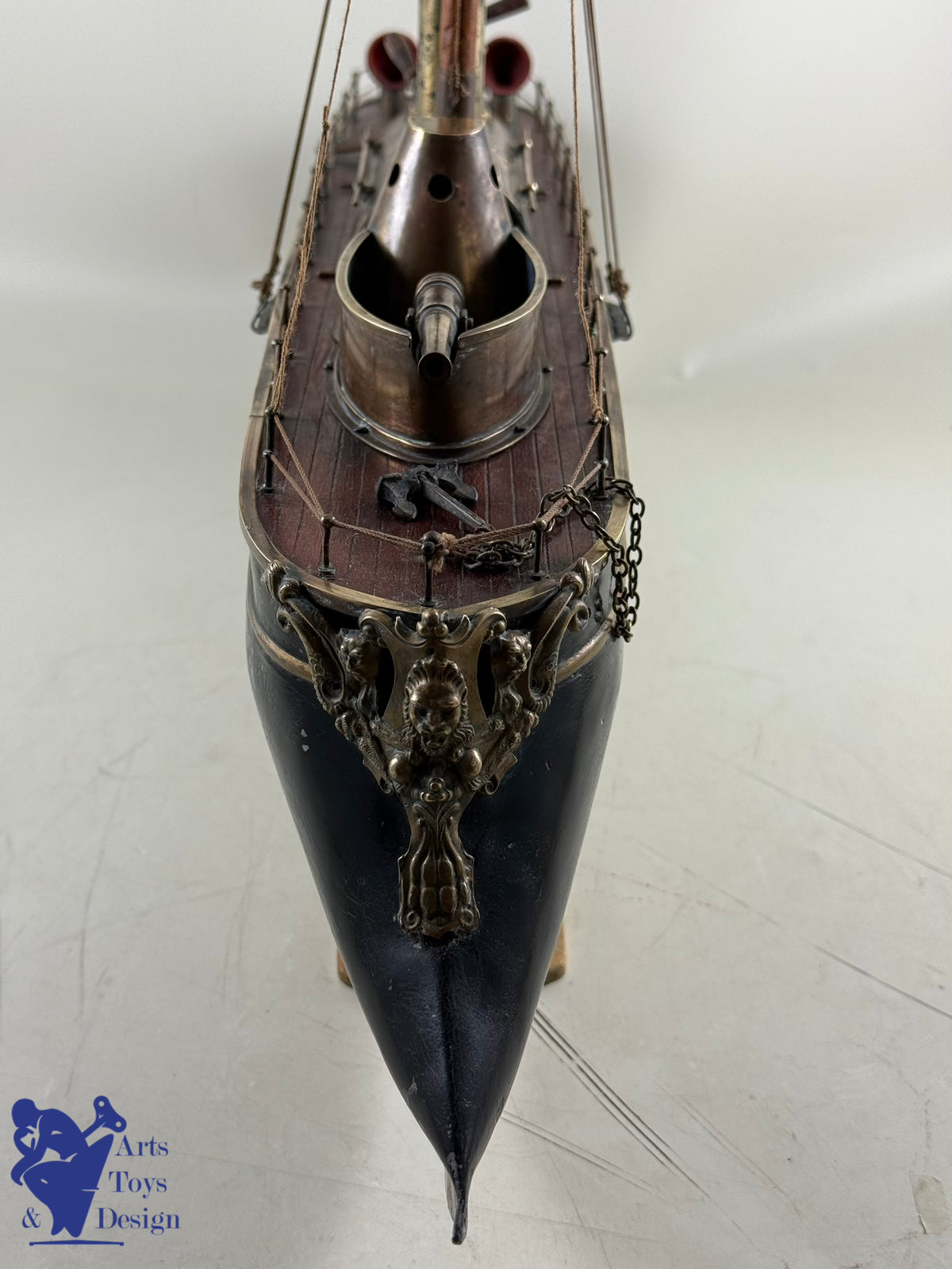 Antique toys MAURAISIN RADIGUET VERY RARE STEAMBOAT ARMORED GUNBOAT C1880