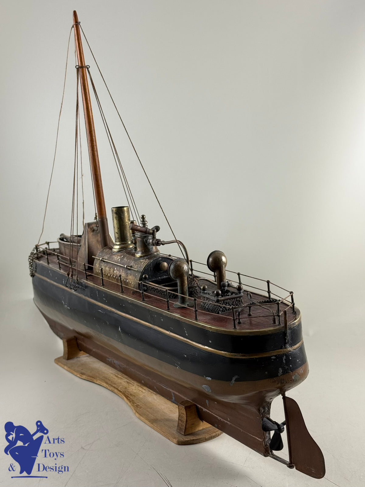 Antique toys MAURAISIN RADIGUET VERY RARE STEAMBOAT ARMORED GUNBOAT C1880