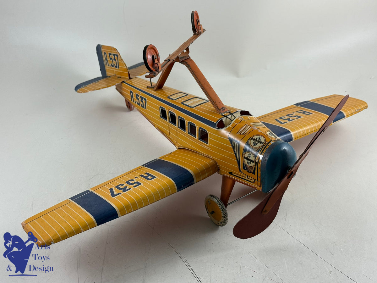 Antique toys GR UNIS FRANCE RARE PLANE WIRE 46CM rubber 1932
