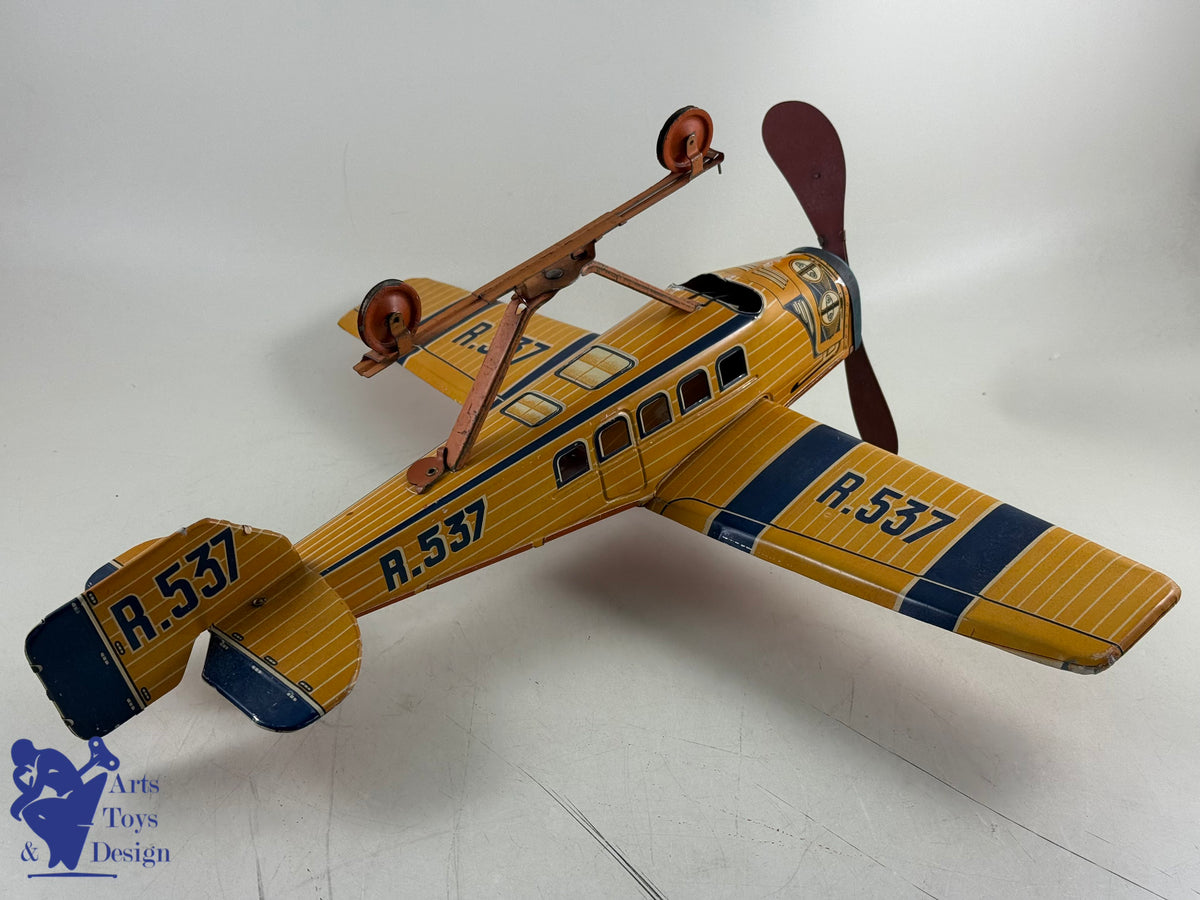 Antique toys GR UNIS FRANCE RARE PLANE WIRE 46CM rubber 1932
