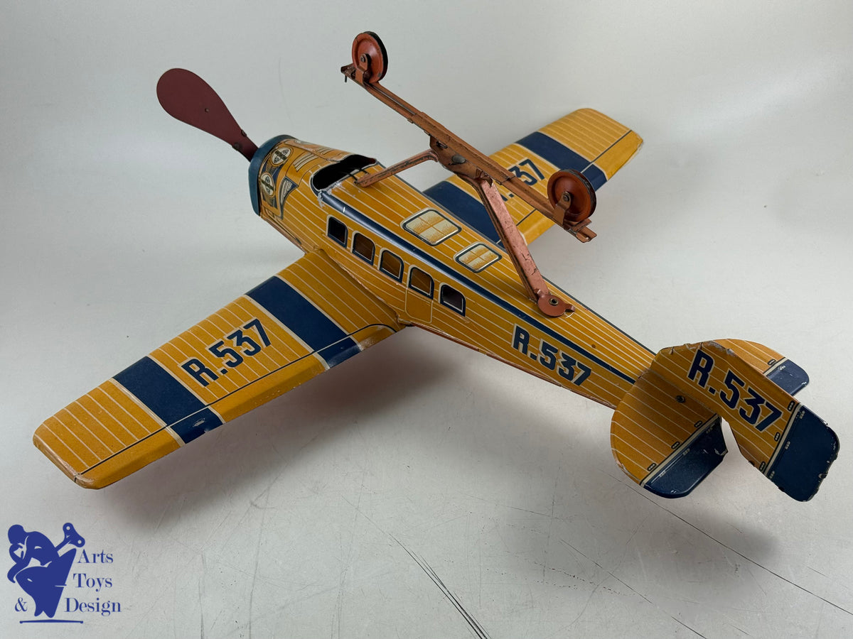 Antique toys GR UNIS FRANCE RARE PLANE WIRE 46CM rubber 1932