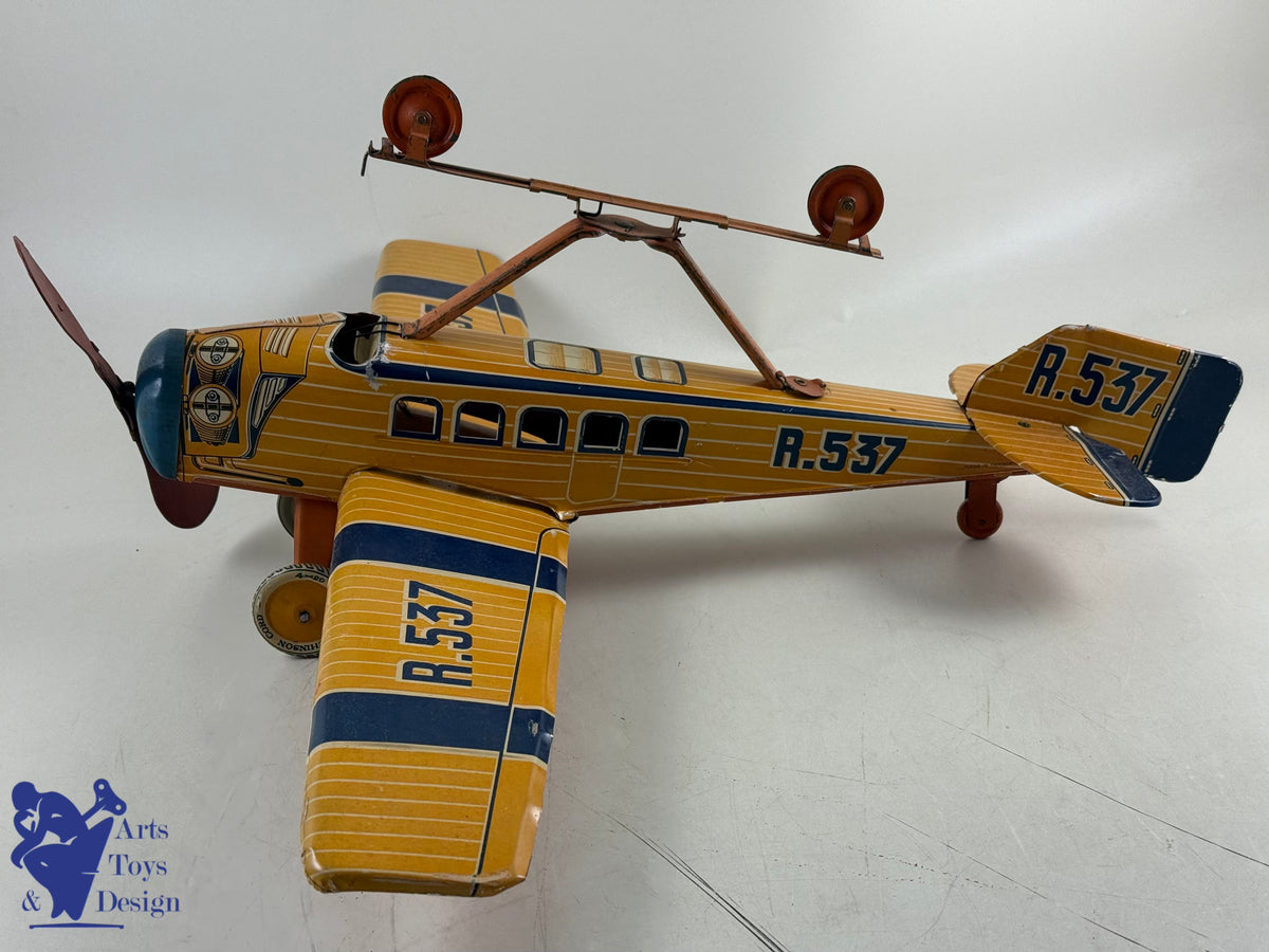 Antique toys GR UNIS FRANCE RARE PLANE WIRE 46CM rubber 1932