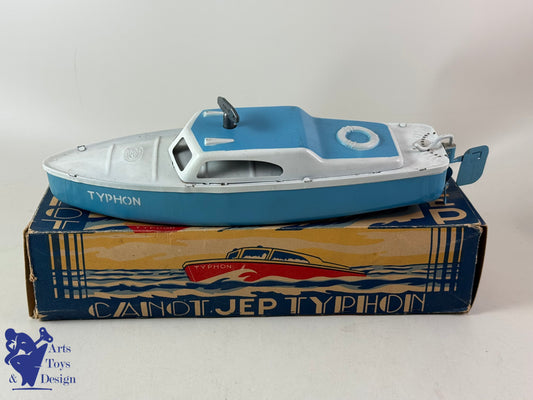JOUET ANCIEN JEP 912-2 BATEAU CANOT TYPHON MECANIQUE 1950 32CM