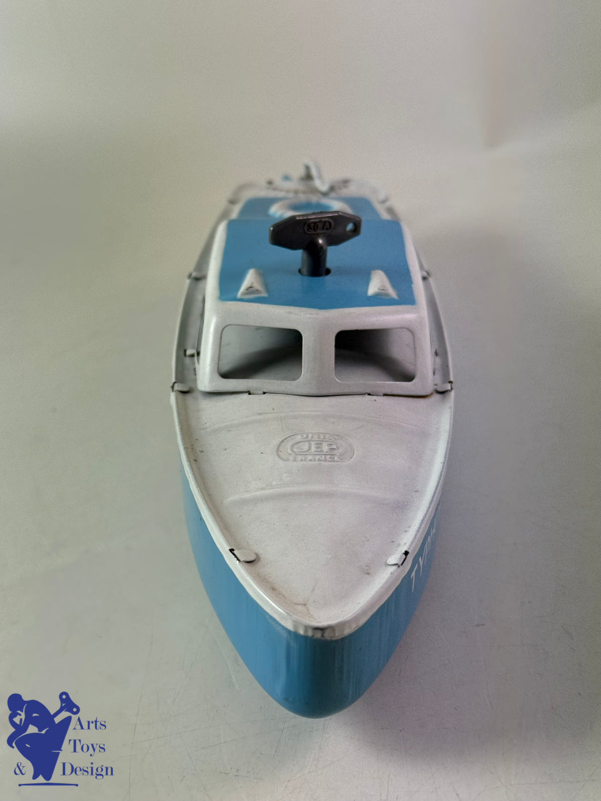 JOUET ANCIEN JEP 912-2 BATEAU CANOT TYPHON MECANIQUE 1950 32CM