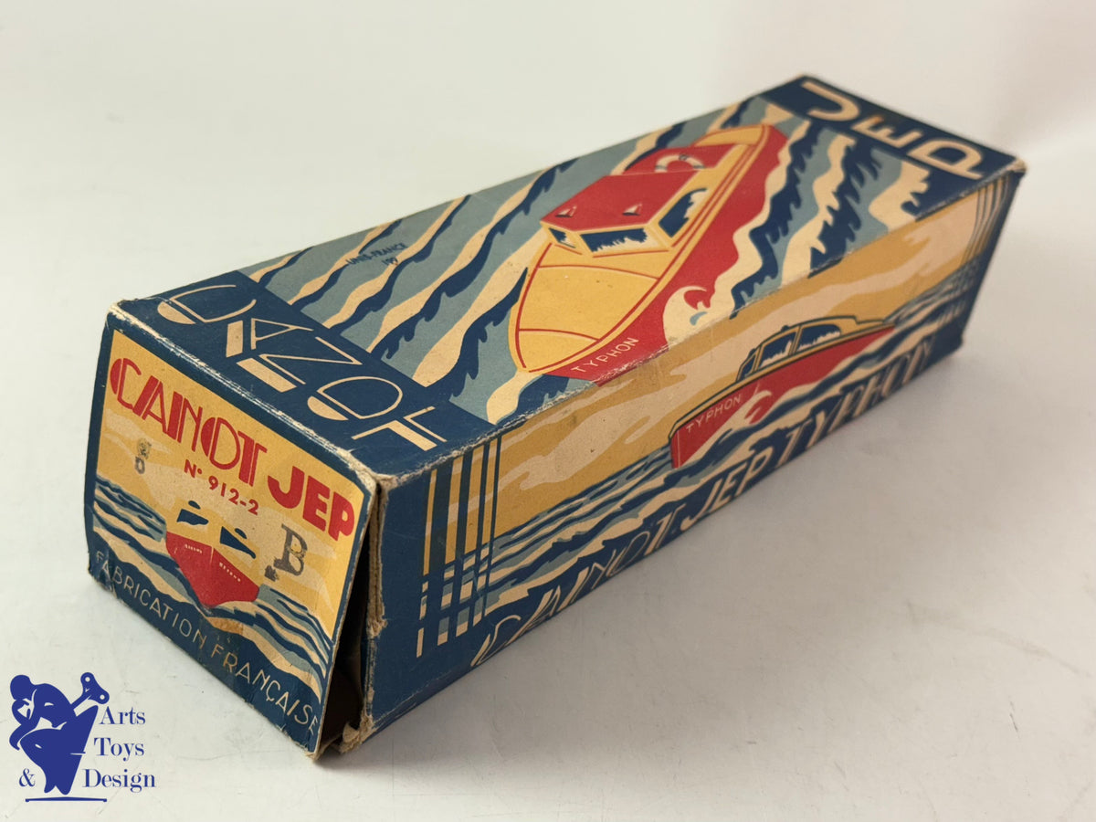 JOUET ANCIEN JEP 912-2 BATEAU CANOT TYPHON MECANIQUE 1950 32CM