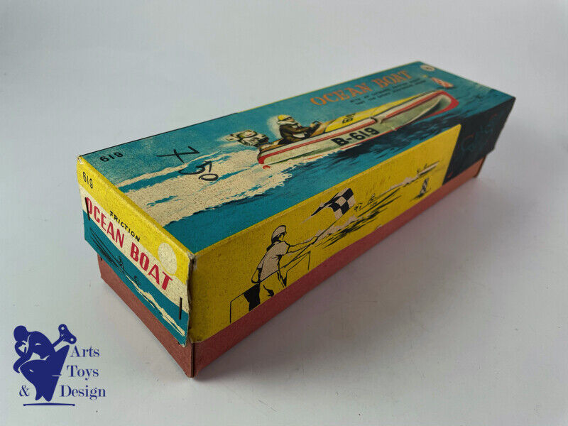 Antique toy Bandai B619 Tin Ocean Speed ​​Boat Japan friction 30cm around 1950