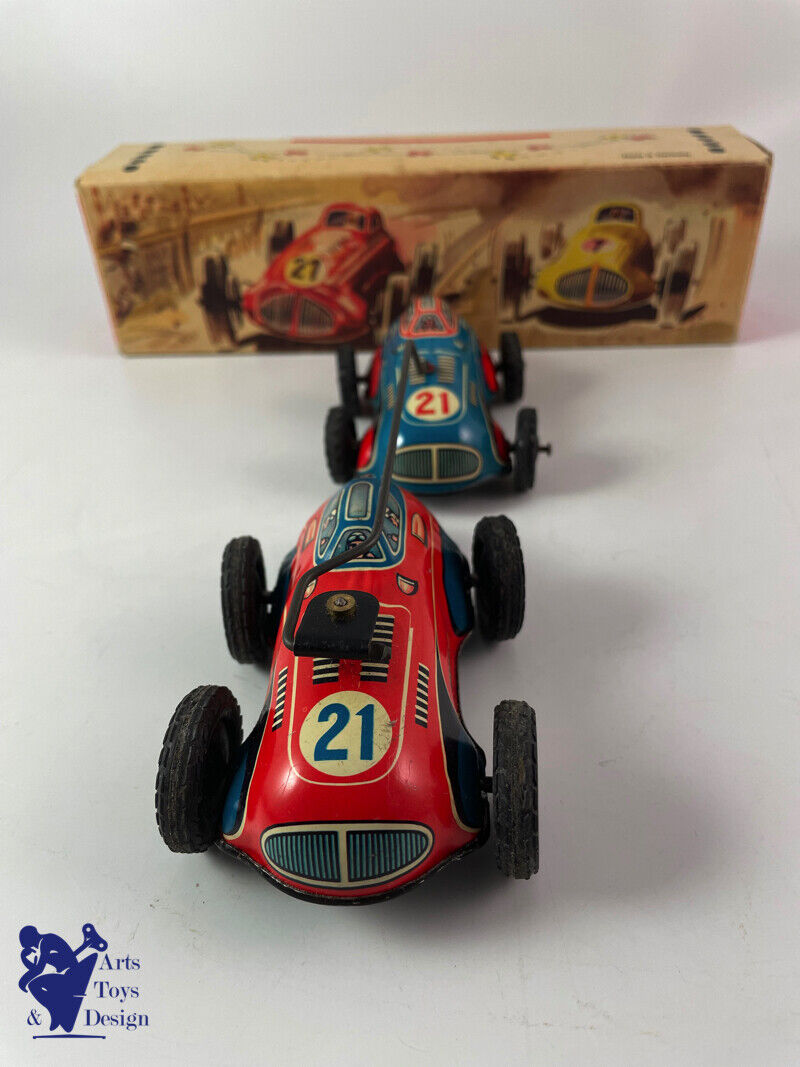 JOUET JEU ANCIEN PN NIEDERMEIER REF 260 VOITURES DE COURSE TOLE MECANIQUE 1950