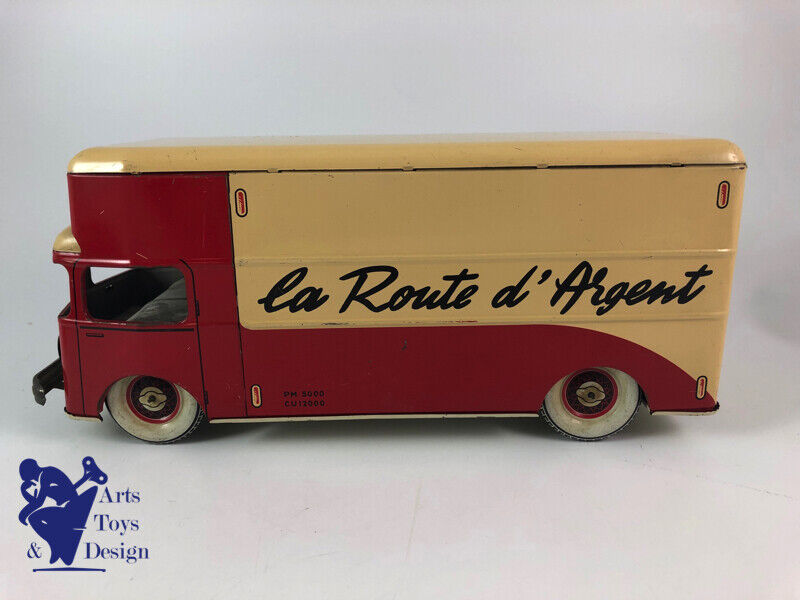 JOUET ANCIEN ML MARTINAN & LARNAUDE CAMION SIMCA TOLE MECANIQUE ROUTE D'ARGENT