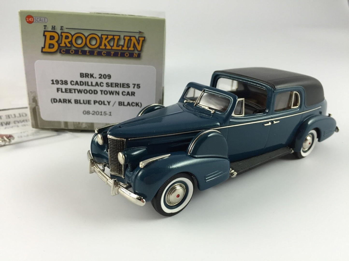 1/43 BROOKLIN 209 CADILLAC SERIE 75 FLEETWOOD TOWN CAR 1938 DARK BLUE POLY BLACK