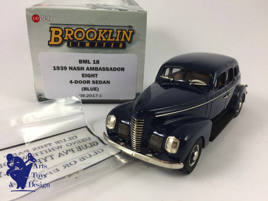 1/43 BROOKLIN BML 18 NASH AMBASSADOR EIGHT 4 DOOR SEDAN 1939 BLUE