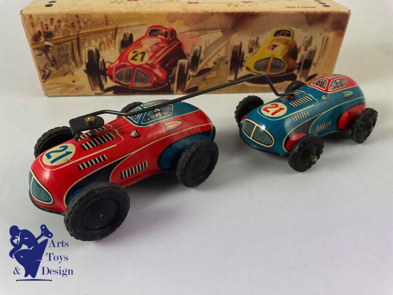 Antique toy PN Niedermeier Ref 260 Tin clockwork RACE CARS 1950