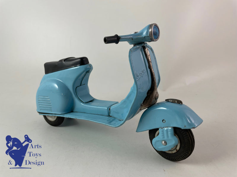 JOUET ANCIEN BANDAI VESPA SCOOTER BLEU FRICTION VERS 1960 L 23CM