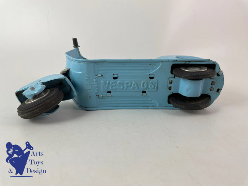 JOUET ANCIEN BANDAI VESPA SCOOTER BLEU FRICTION VERS 1960 L 23CM