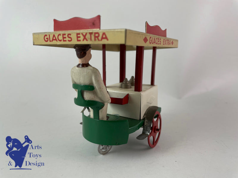 Antique toys La Hotte St Nicolas Clockwork ice cream vendor cart C1950