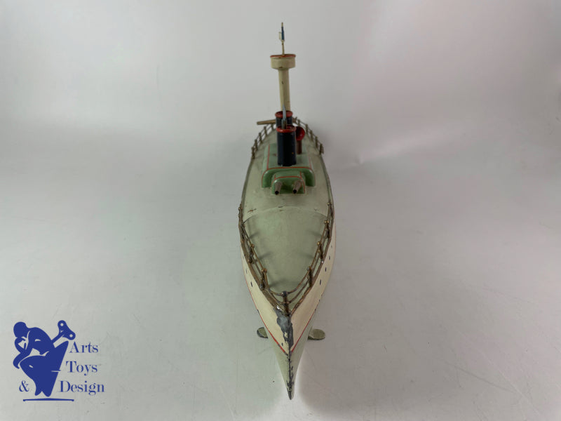 Antique toys Carette Military Boat Warship Clockwork Circa 1911 L 35cm