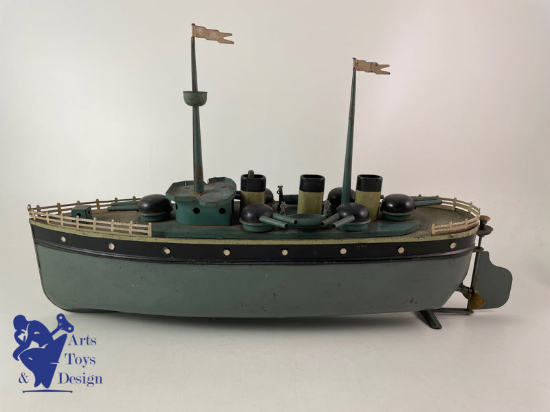 Antique toys JEP 913 Military boat warship circa 1920 LT 39cm