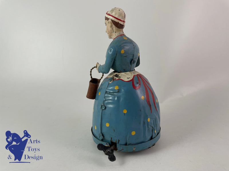 Antique toys Gunthermann Woman with umbrella Clockwork Circa 1910 h 17cm