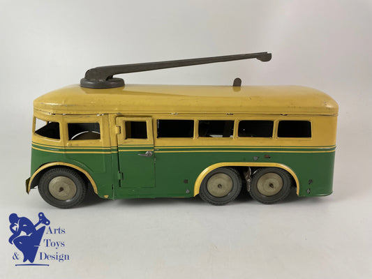 Antique toys Joustra Autocar Trolley bus clockwork circa 1950 L 30cm