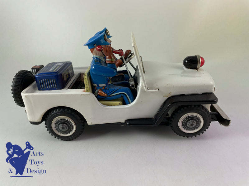 Antique toys Tn Nomura Police Patrol Jeep Battery OP circa 1960 T1