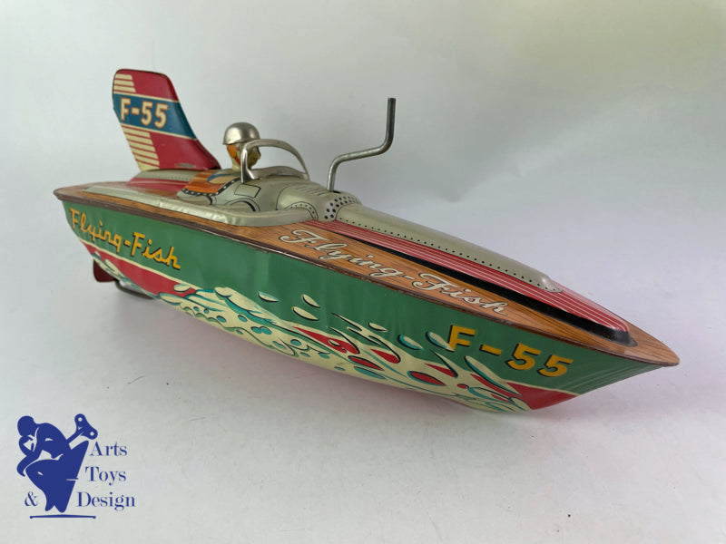 Antique toys Asahi Toy F55 Flying Boat Race Boat circa 1960 30cm
