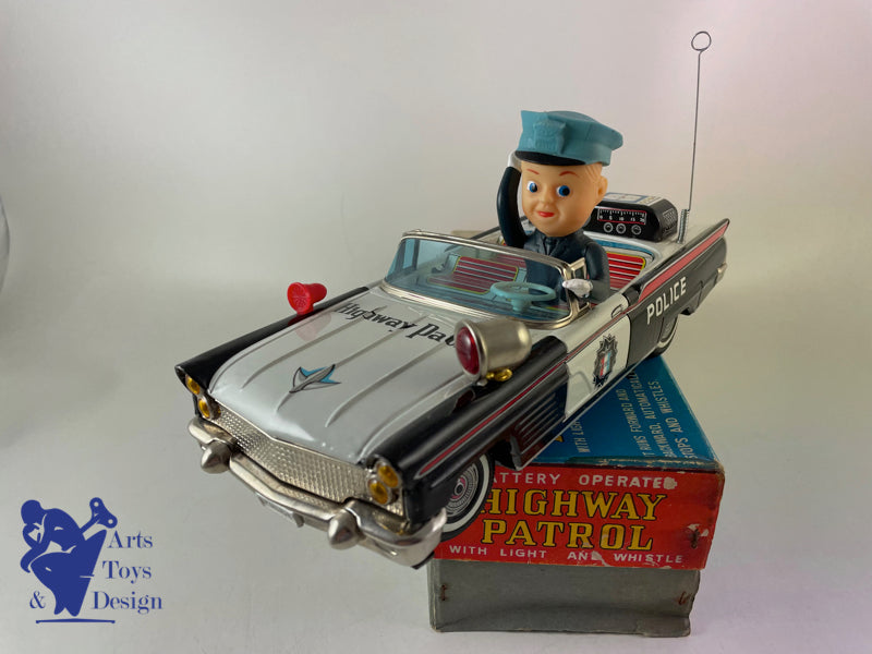Antique toys Asahi Toys Lincoln Highway Patrol Police Battery OP Japan