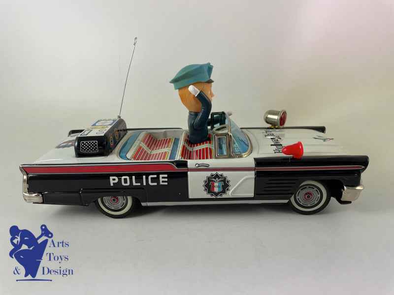 JOUET ANCIEN ASAHI TOYS LINCOLN HIGHWAY PATROL POLICE BATTERY OP JAPON C.1960