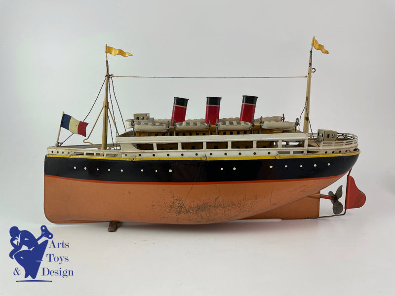 Antique toys Bing boat liner Liner Clockwork 33 cm circa 1928