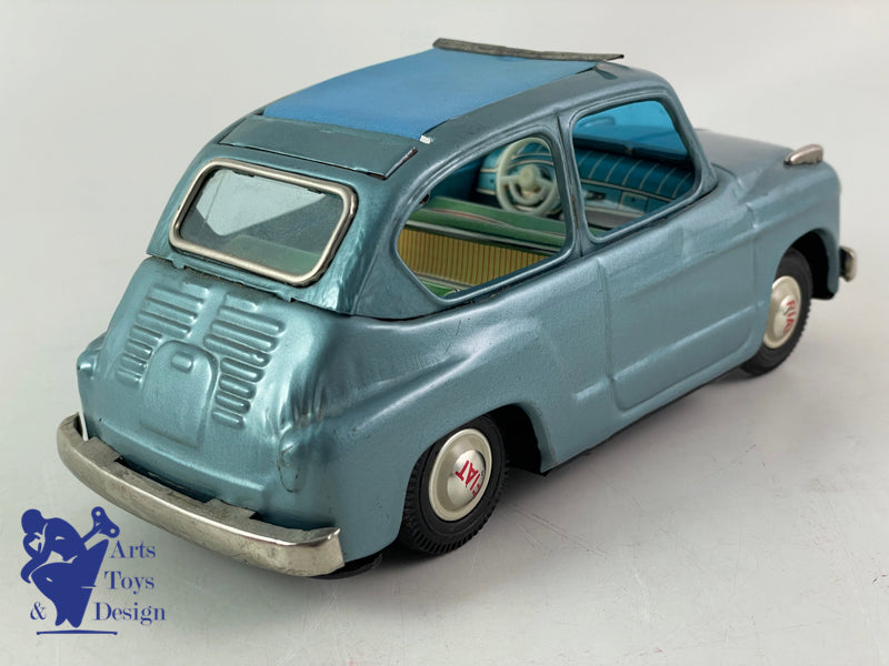Bandai 743 Fiat 600 open roof blue friction circa 1960