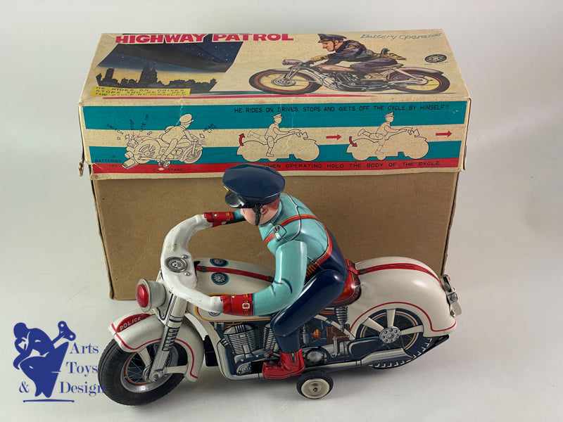 MODERN TOYS TM JAPON MOTO POLICE HIGHWAY PATROL 29CM C.1957